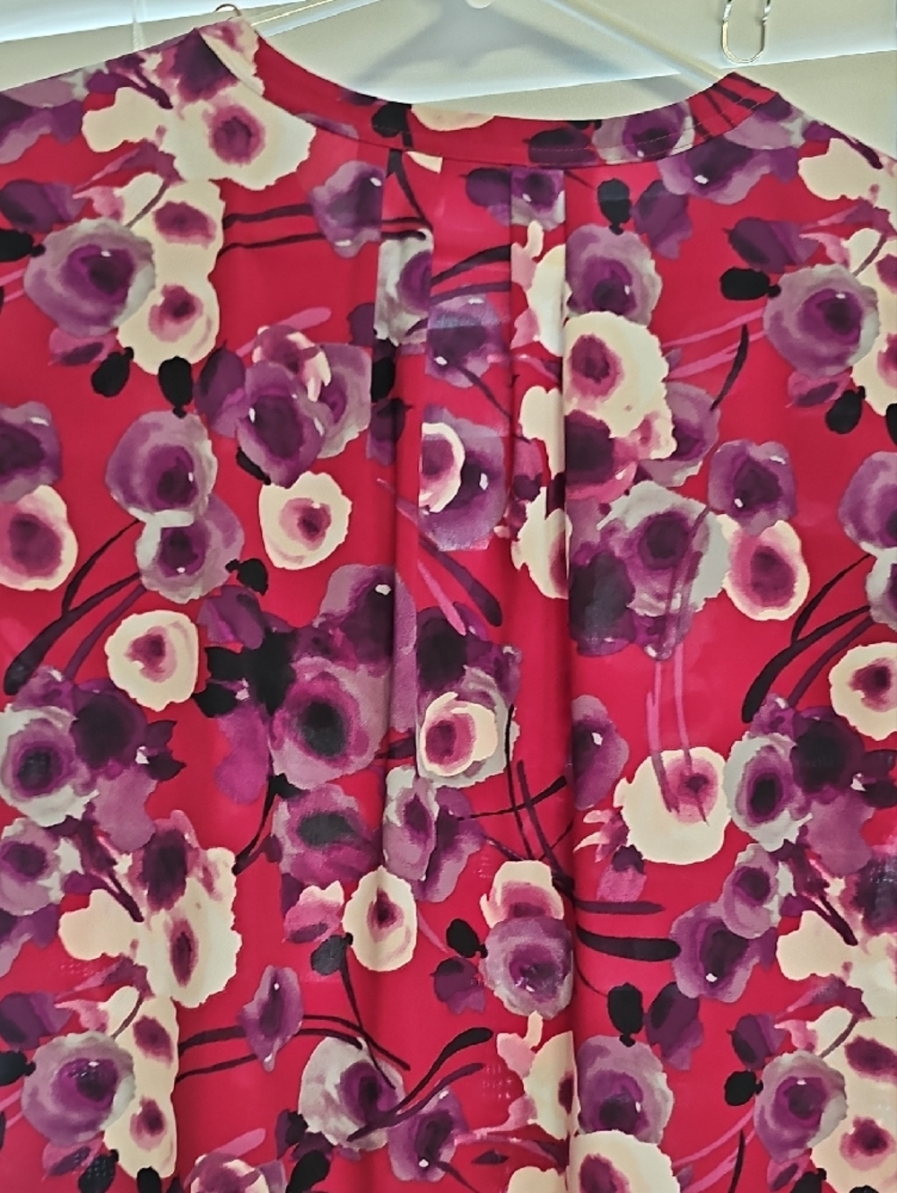 Calvin Klein Pink & Purple Floral Flutter Sleeve Blouse - Picture 8 of 9